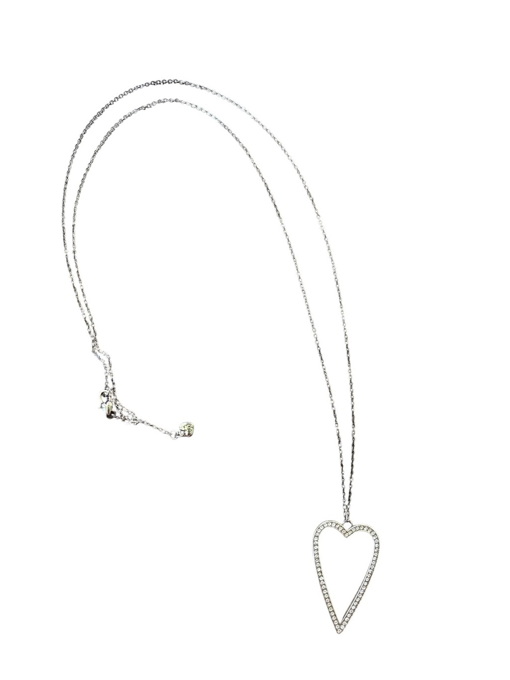 Brighton Silver Open Heart Pendant Necklace with Crystals